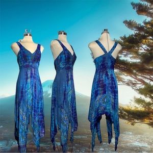 * NEW*Boho WOMAN DESIGN Blue Spectacular Dye BlueColours Summer Dress Size 1X